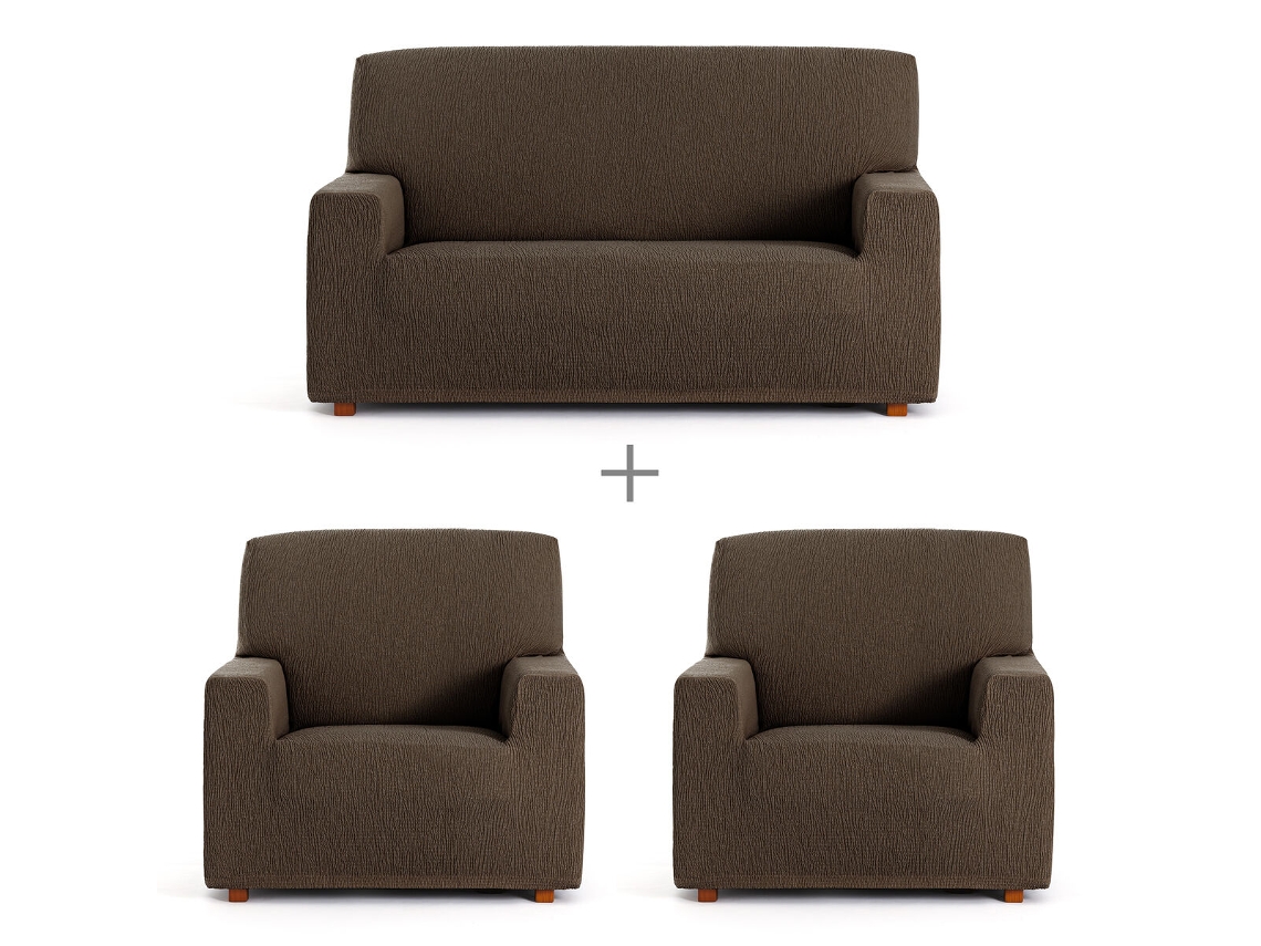 Juego de fundas para sofá EYSA TROYA Marrón 70 x 110 x 210 cm 3 Piezas