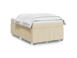 Cama Box Spring Con Colchón Tela Color Crema 120x200 Cm