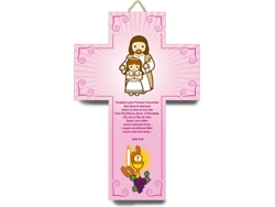 Figura Decorativa LITTLE DROPS OF WATER Cruz Comunión Jesús y Niña (Rosa - Resina)
