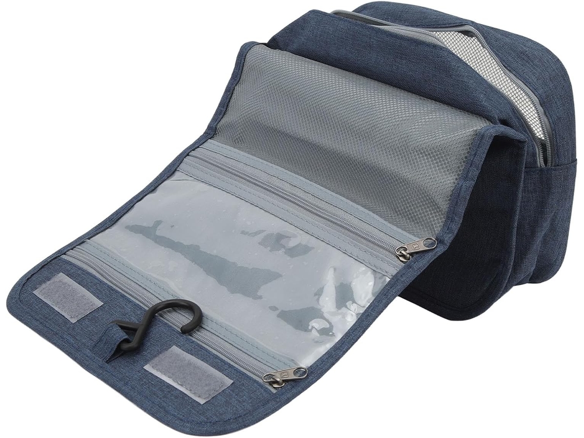 Neceser Plegable De Gran Capacidad Para Hombre Con Ganchos Para Colgar - Gris (azul)
