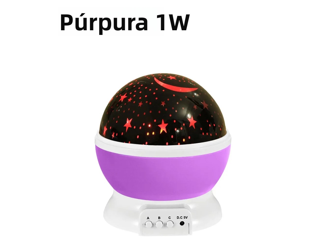 Luminária Noturna com Projeção de Céu Estrelado , Luz Decorativa de Parede Led Giratória. MDUG (1w, Roxa)