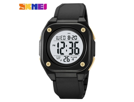 Reloj cuadrado para hombre, deportivo, multifunción, con calendario, relojes de pulsera con pantalla LED, color albaricoque de concha negra LUUCOZK