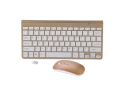 Baoj-2026kit De Teclado E Rato Sem Fio 2.4ghz Fino Para Mesa De Trabalho E Portátil Dourado