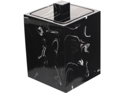 Caixa Organizadora De Resina Para Cotonetes E Palitos De Dente Com Design Elegante De Mármore, Para Banheiro E Casa.