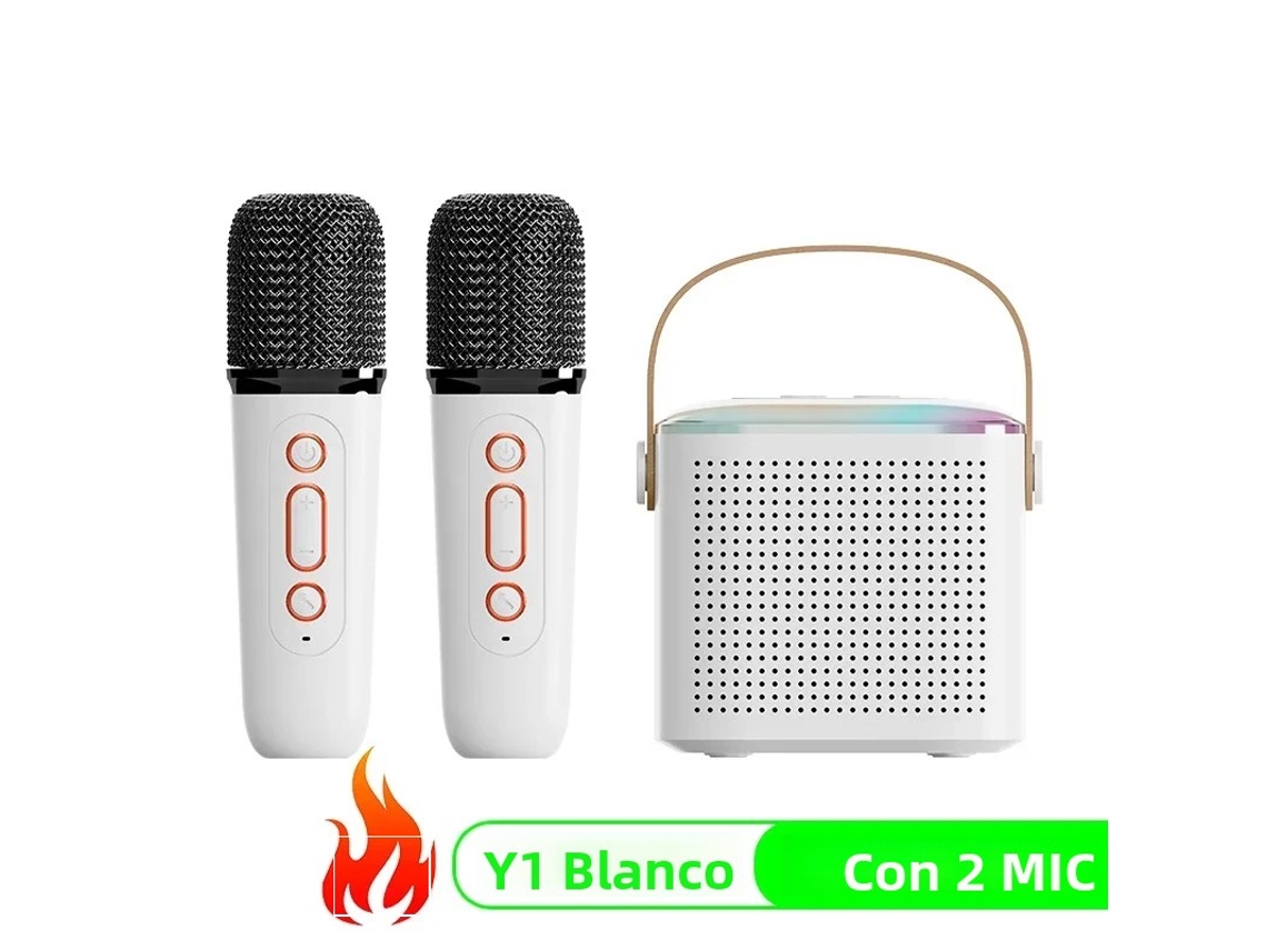 (blanco + 2 Micrófonos) Altavoz Bluetooth Inalámbrico Y1 Conjunto Multifuncional