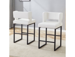 Sillas De Bar 2 Unidades - Estilo Nórdico, Diseño Cuadrado, Patas Metálicas Negras - Blanco+negro