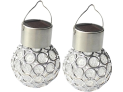 Juego de 2 luces LED solares para exterior, blancas, para colgar en jardines y balcones, Gokoco