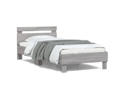 Estructura De Cama Cabecero Luces Led Gris Sonoma 100x200 Cm