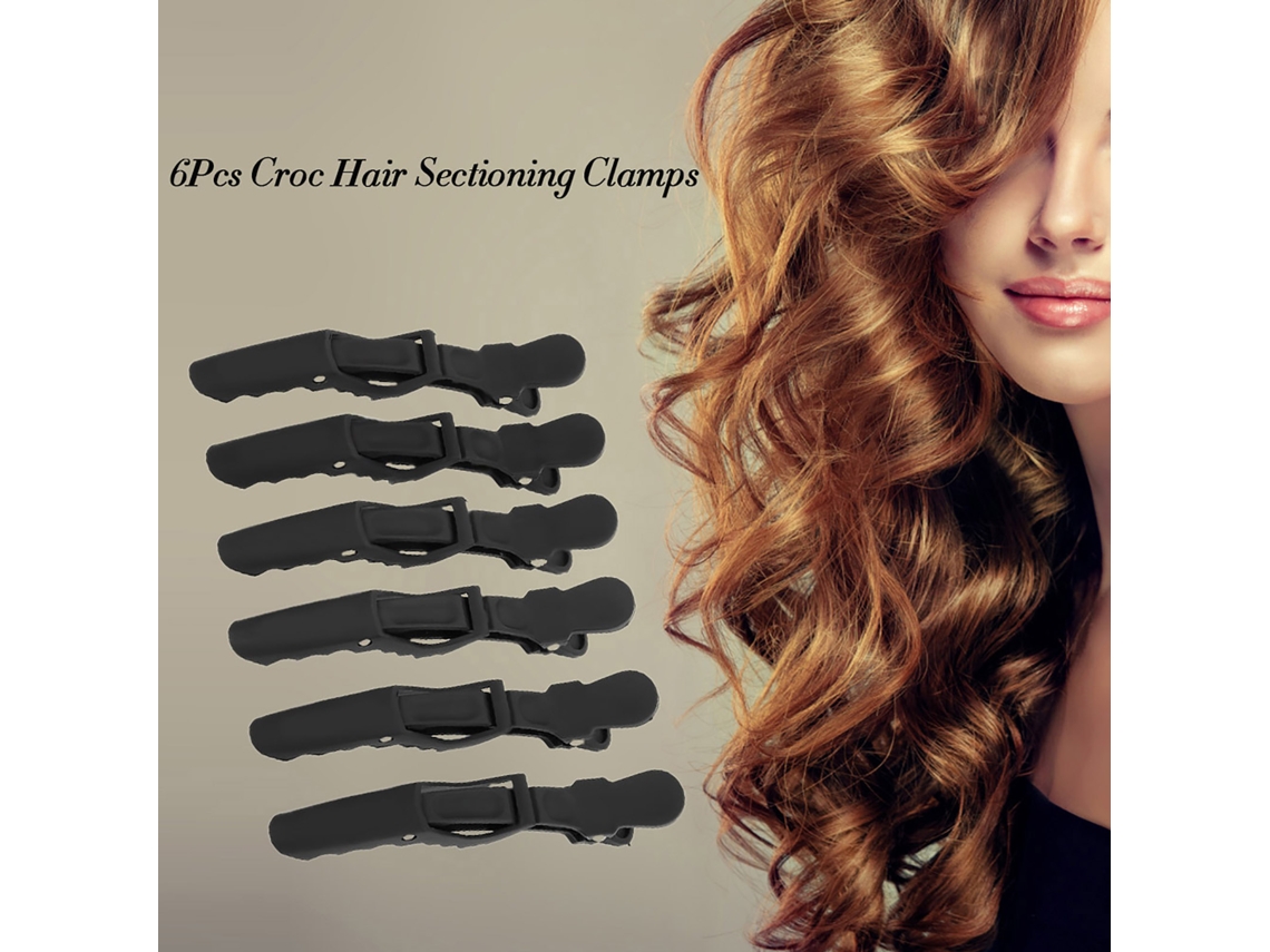 Vlrla-6pcs Black Croc Cabelo Clips Para Profissional Salão Styling