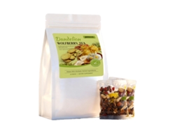 Té nutritivo de diente de león y bayas de goji.