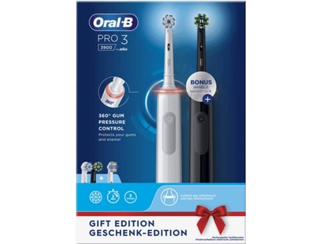 Cepillo de Dientes Eléctrico ORAL B Pro 3 3900 Duo Negro y Blanco