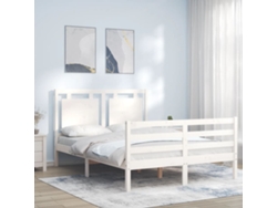Cama De Matrimonio | Cama Para Adultos | Estructura Cama De Matrimonio Con Cabecero Madera Maciza Blanco