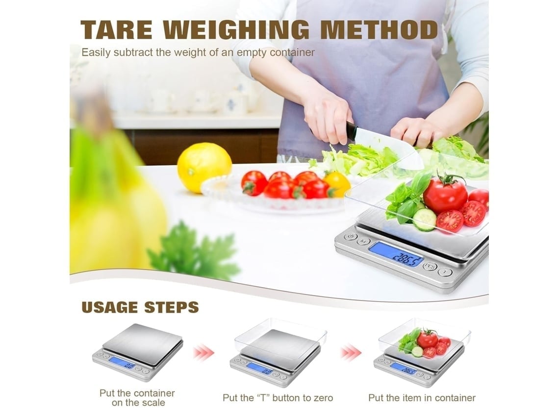 Balança De Cozinha Multifuncional De Alta Precisão, Adequada Para Alimentos, 3 Kg/0,1 G, Alimentada Por Bateria*