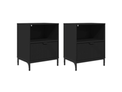 Maison Exclusive - Con Cajón 2 Pcs Negro 49 X 36 X 61 Cm Madera Contrachapada
