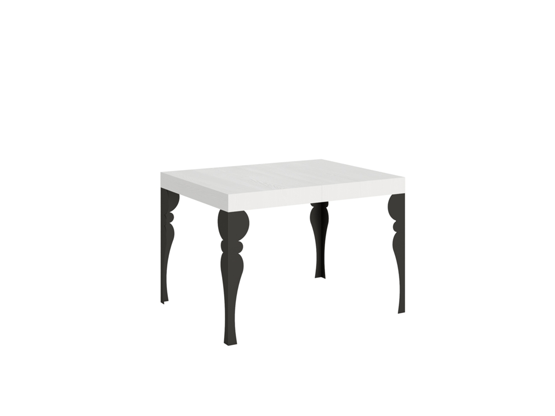 Mesa extensible 70x110/194 cm Paxon Fresno Blanco estructura Antracita