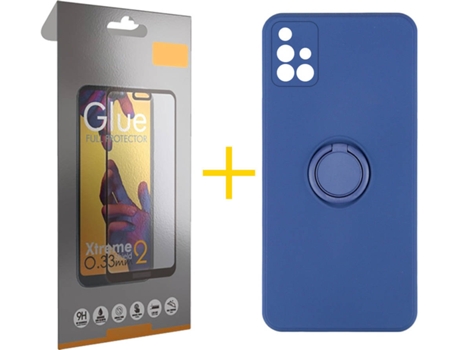 Carcasa + Protector de Pantalla para Samsung Galaxy A71 SKYHE Azul Oscuro