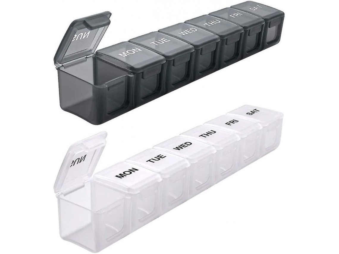 Organizador De Pastillas Semanal Extragrande, 2 Unidades, Estuches Diarios Xl, Dcn, Resistente Al Polvo, Libre De Bpa.