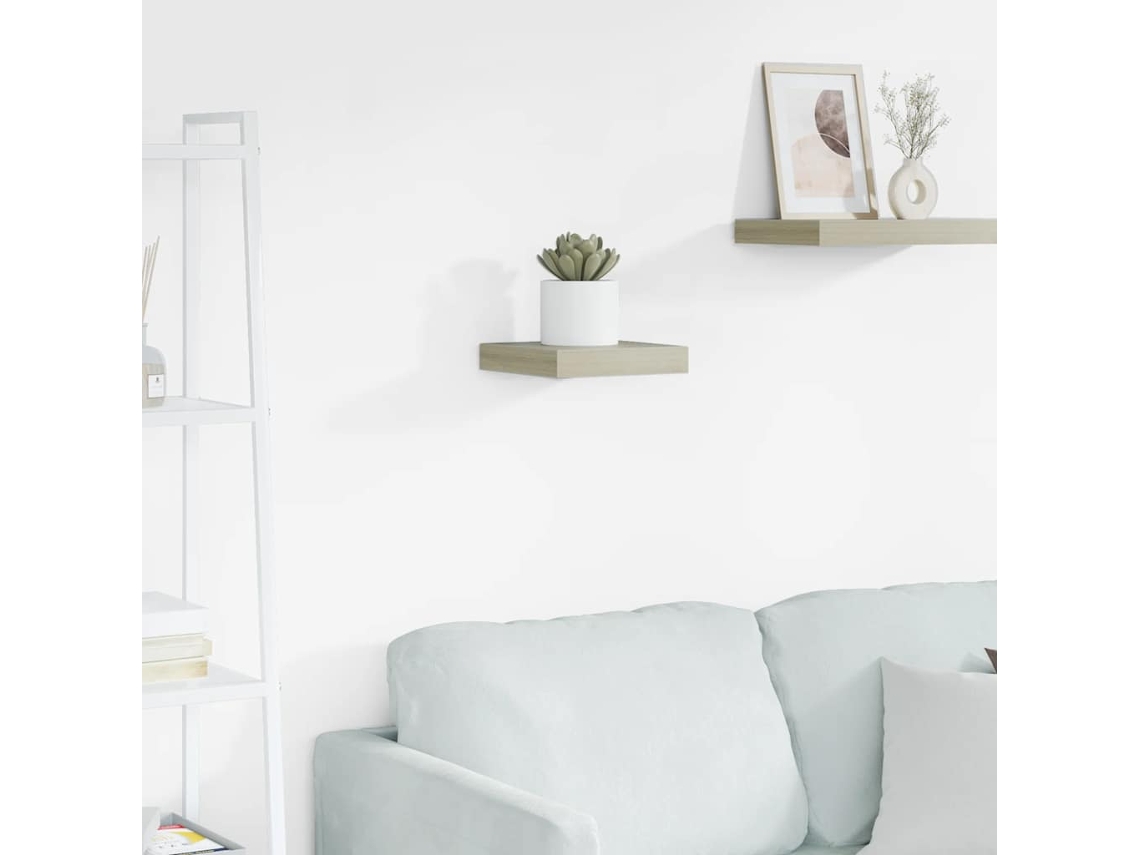 Estante Flotante De Pared | Estante Flotante | Estantería Pared Mdf Color Roble 23x23,5x3,8 Cm