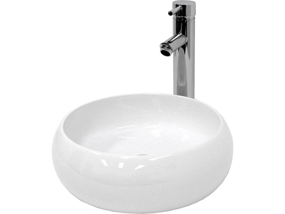 Lavabo ECD Redondo Cerámica (Blanco - 35 x 35 x 12 cm)