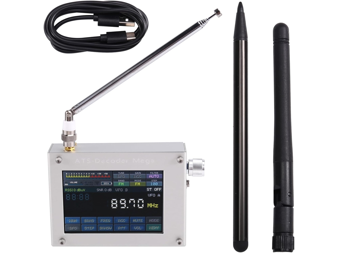 Receptor de radio ATS decorativo SFUSHOS de 4 pulgadas con control táctil, multibanda, para radioaficionados, batería recargable.