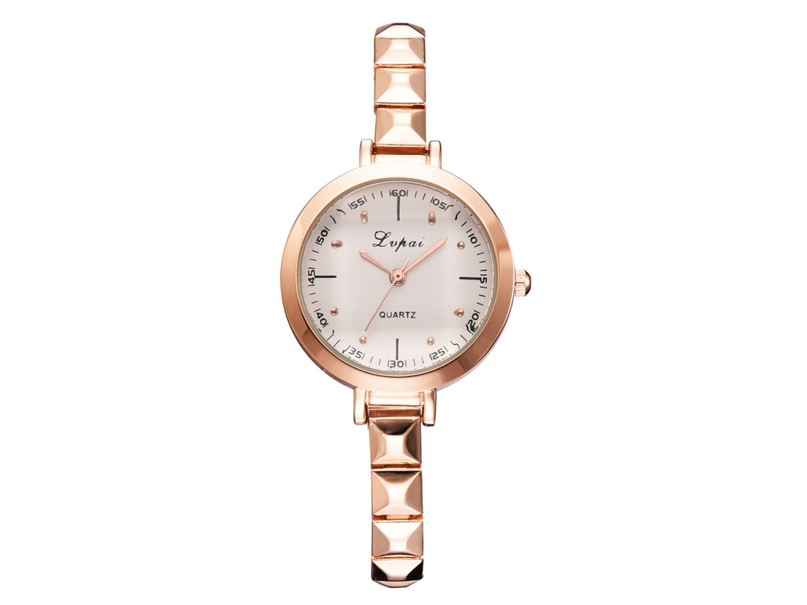 Reloj De Pulsera De Cuarzo Para Mujer Lvpai Con Correa De Aleación - Oro Rosa + Blanco