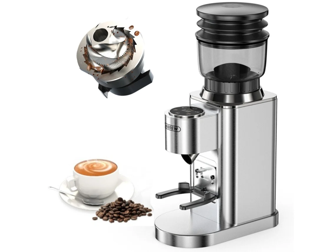 Molinillo de café automático Hibrew G7-SL, con almacenamiento visual de granos.