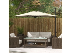 Guarda-sol De Jardim Ajustável Ø294x242 Cm Com Mastro Giratório 360°, Ângulo De Cobertura Ajustável E Ventilação, Cor Creme.