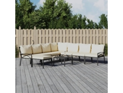 Conjunto de muebles de jardín de acero con cojines de arena, Dkd Home Decor