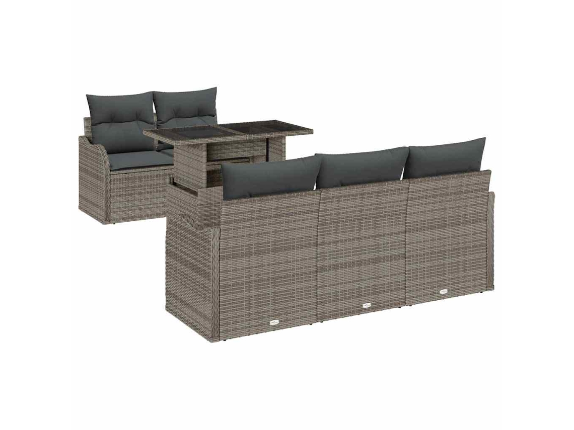Maison Exclusive - Conjunto De Sofá De Jardín 6 Pcs Gris Rattan De Poliéster