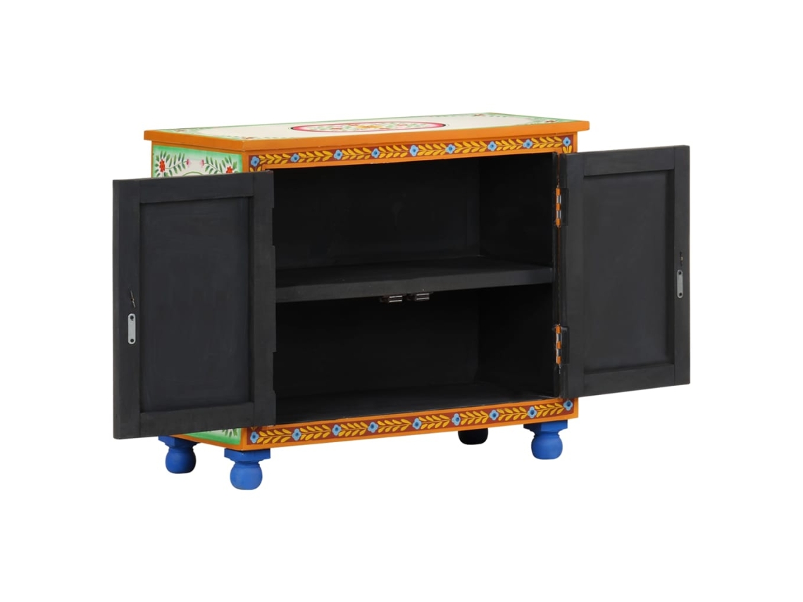 Aparador | Mueble De Comedor | Buffet De Madera Maciza De Mango Pintado A Mano 70x35x60 Cm Wsd782488