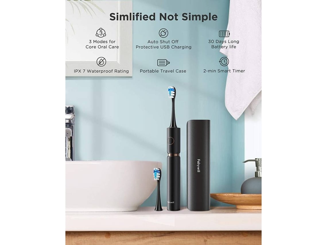 Cepillo de Dientes Eléctrico FAIRYWILL P11 Negro (62000 VPM