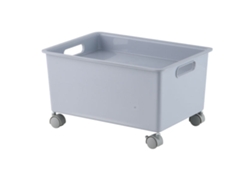 Cesta De Almacenamiento De Pp Resistente Con Ruedas, Gran Capacidad, Para Libros, Ropa Y Zapatos, Color Gris.