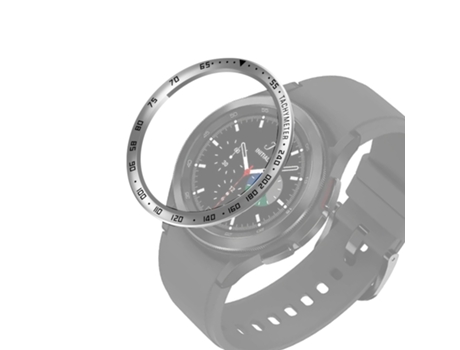 Anillo de bisel de acero para Samsung Galaxy Watch4 Classic de 46 mm para reloj inteligente, versión E (anillo plateado y letra negra)