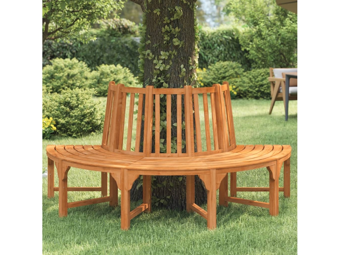Banco de árbol semicircular de 208 cm de diámetro, eucalipto macizo, DKD Home Decor