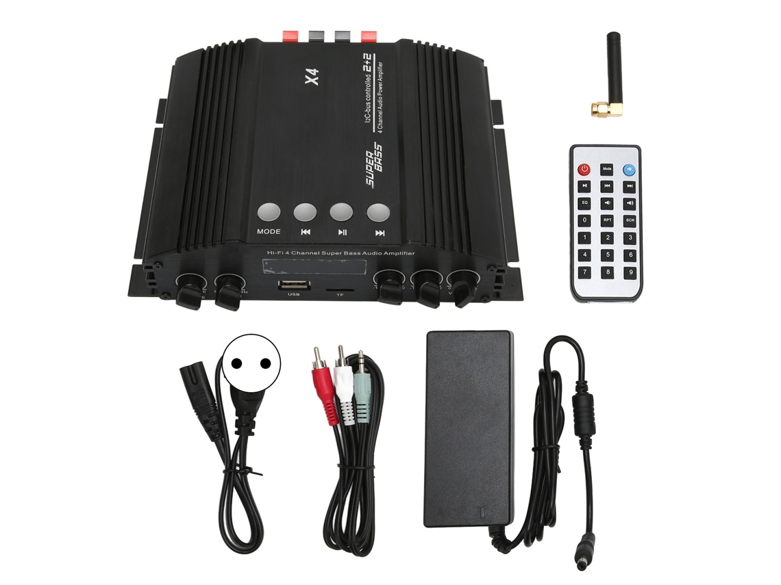 Amplificador Bluetooth De 4 Canales Hifi Estéreo Para Subwoofer, Sin Distorsión, Con Múltiples Entradas Y Control