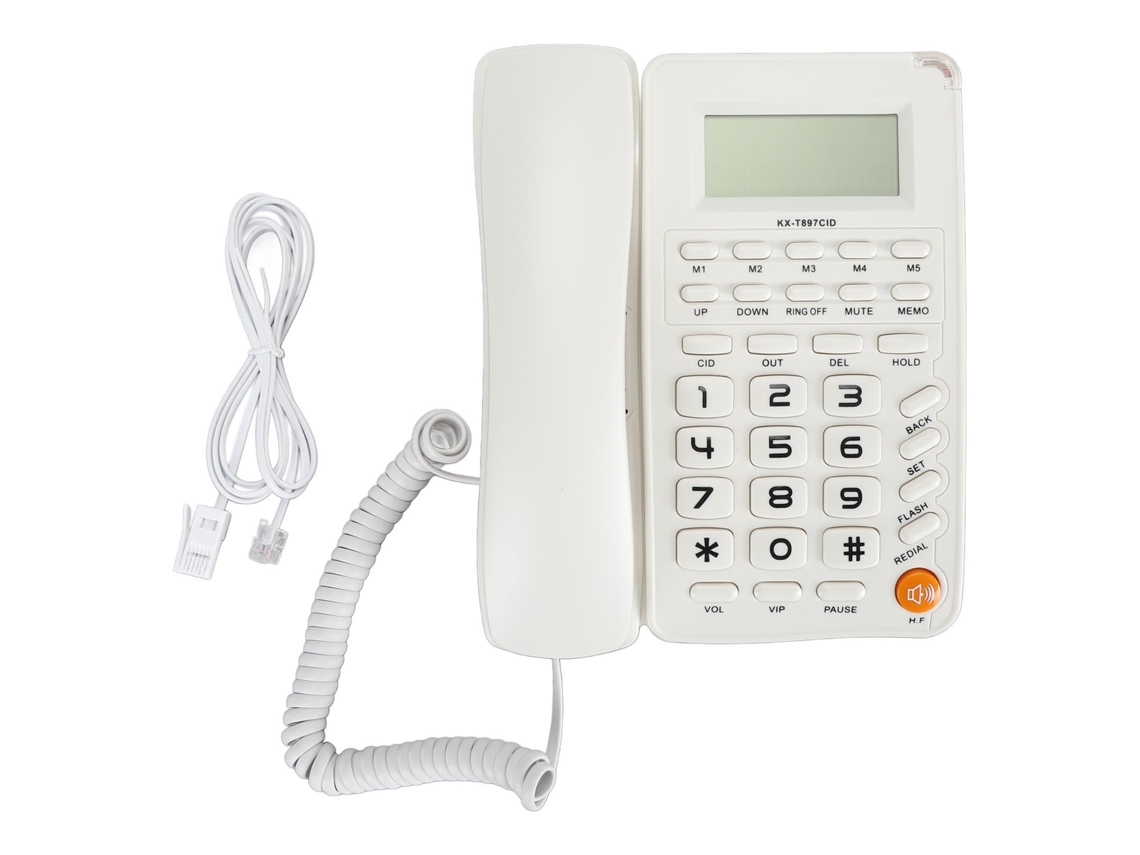 Telefone Fixo Com Fio De Mesa Botões Grandes Tela Hd 16 Bits Para Lar Hotel Escritório Branco