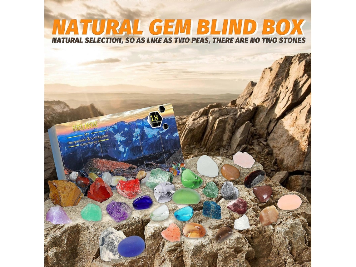 Caja de regalo sorpresa navideña Eelhoe con cuenta regresiva de 18 días de la colección de minerales Hengjian