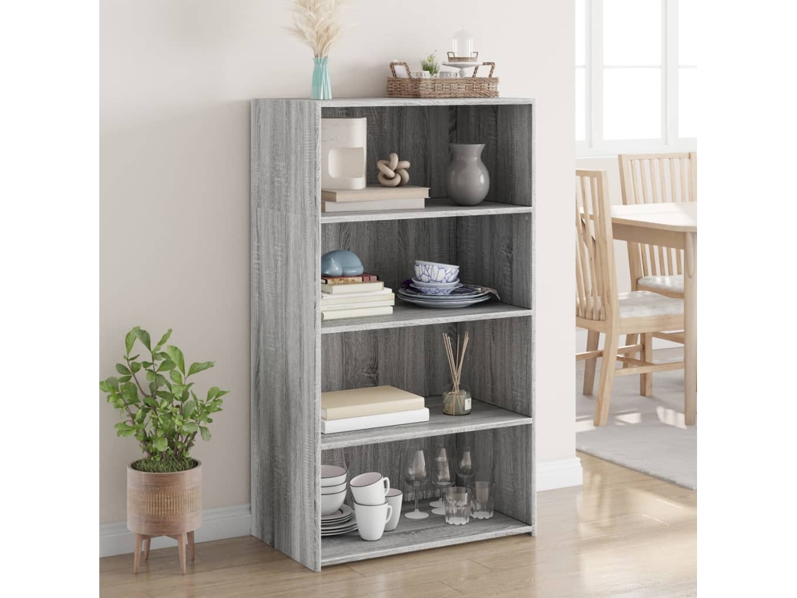 Aparador Alto Madera De Ingeniería Gris Sonoma 70x41x124 Cm