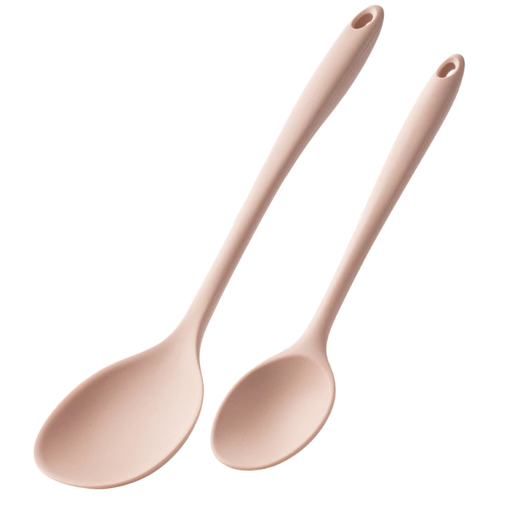 (juego Rosa De 2 Piezas) Cucharas De Sopa De Silicona, Antiadherentes Y Resistentes Al Calor, Con Mango Largo, Ideales Para Cocinar En Casa.