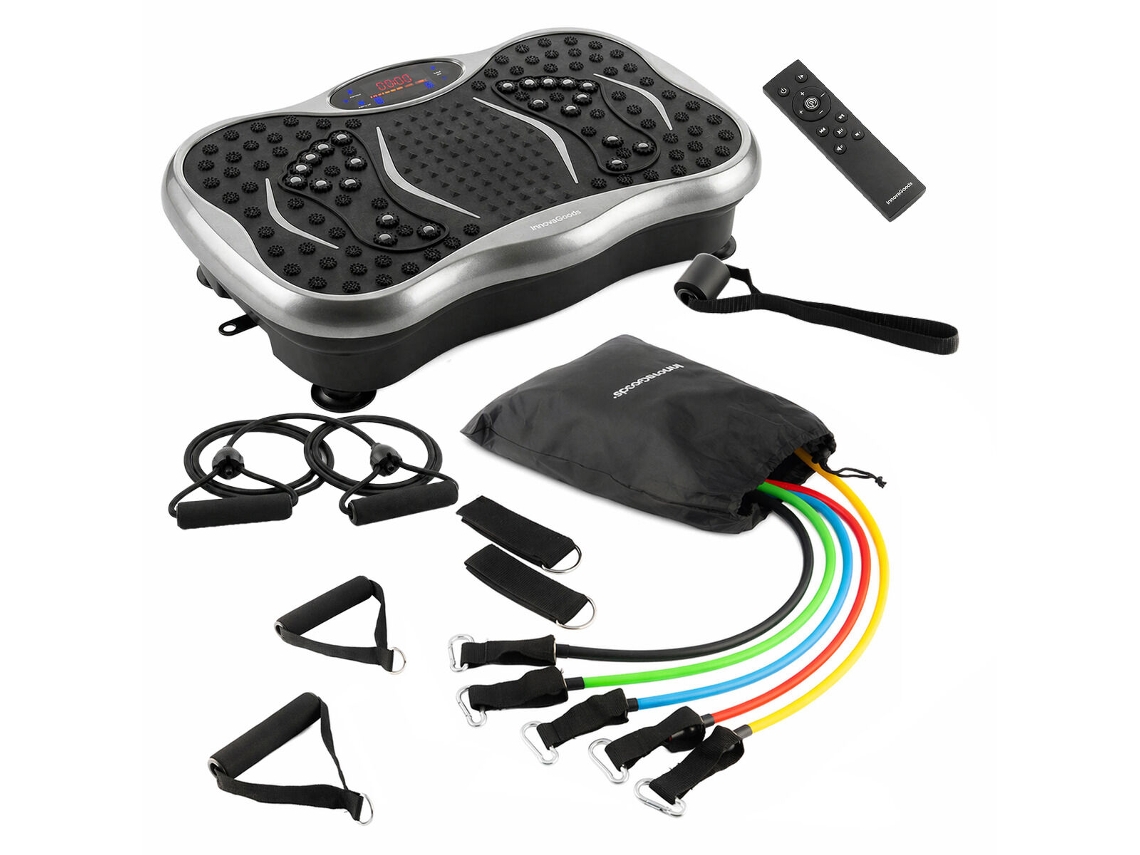 Pack Plataforma Vibratoria Con Altavoz, Mando A Distancia Y Bandas De Resistencia Con Guía De Ejercicios Innovagoods
