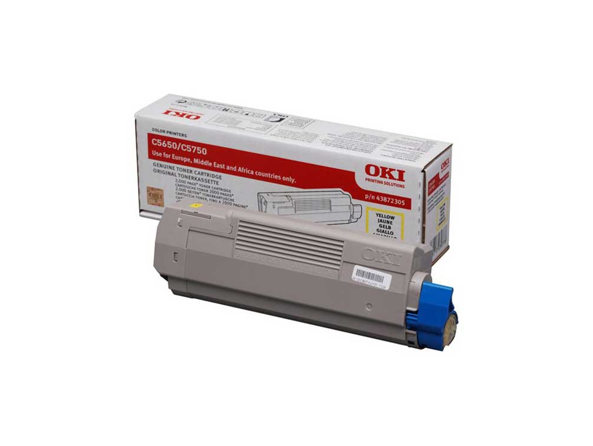 Cartucho de Tóner OKI 43872305 Amarillo  para C5650dn, 5650n, 5750dn, 5750n