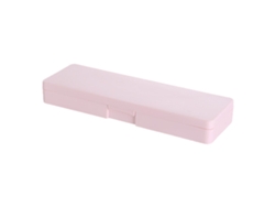 Estuche De Lápices De Plástico Con Cierre De Snap Ligero Portátil Diseño Sencillo Para Estudiantes Color Rosa Claro