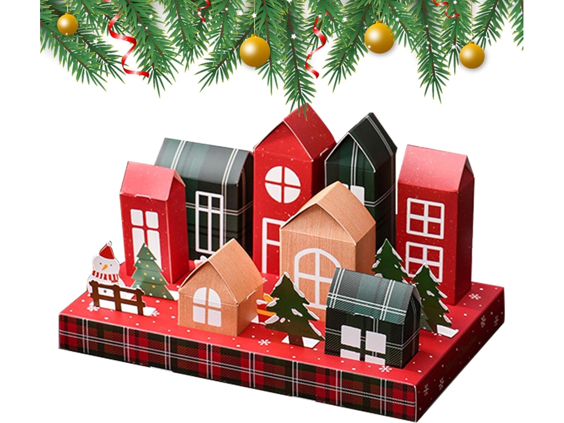 Cajas para productos de higiene personal, calendarios de adviento navideños, caja para empaquetar la casita con lazo para Gua Slowmoose