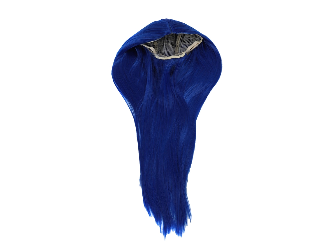 Peluca De Pelo Largo Recto Con Partición Central - Azul Joya