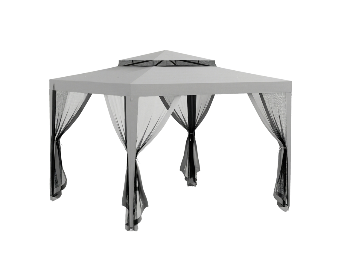 Gazebo 3x3m Mosquiteiro Teto Duplo Cinza
