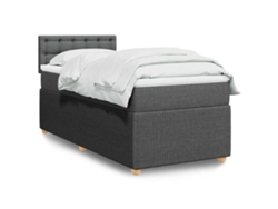 Cama Box Spring Con Colchón Tela Gris Oscuro 80x200 Cm