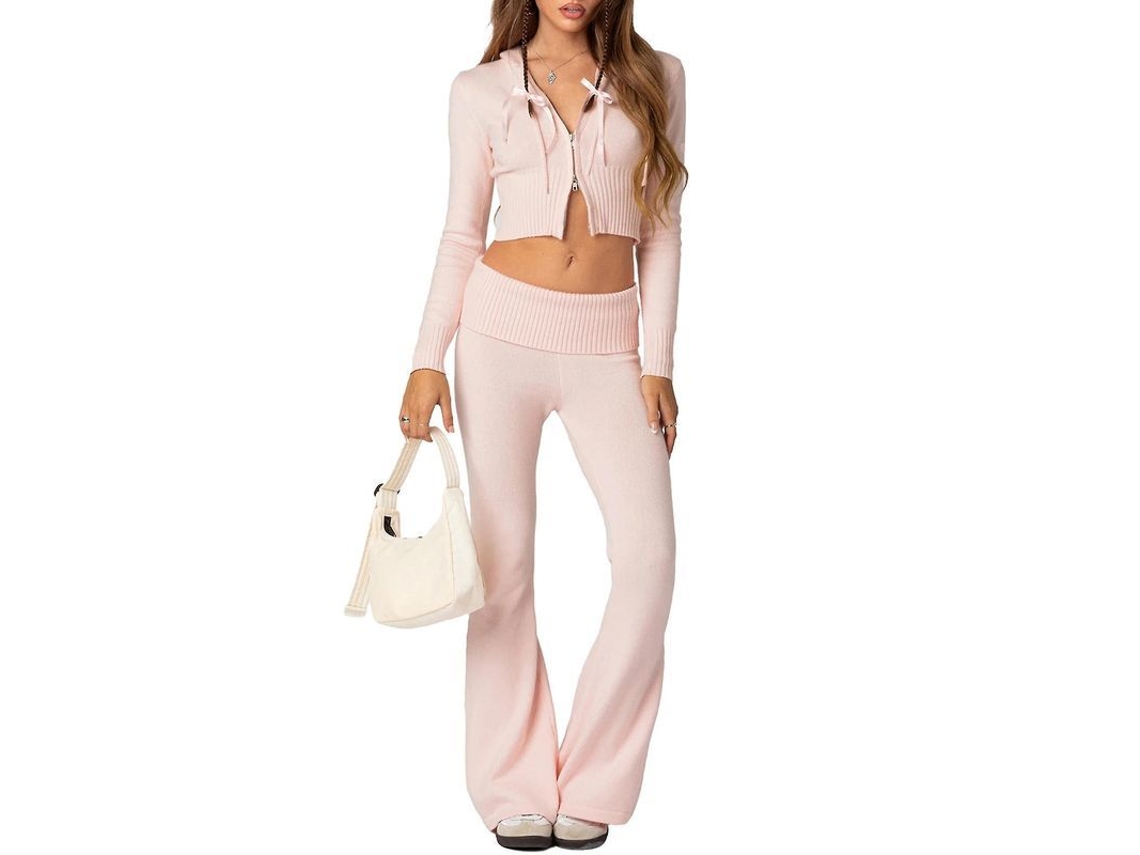 2026-conjunto De Dos Piezas De Invierno Para Mujer: Sudadera Con Capucha Y Pantalones De Tejido Y2k