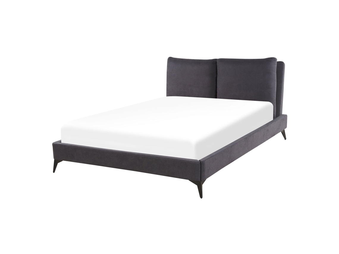 Cama con somier BELIANI Melle de Terciopelo Gris 156x233x95
