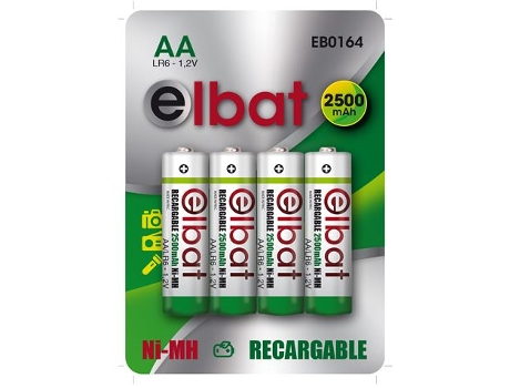 Pack de 4 Pilas Recargables Lr6 Aa 2500Mah ELBAT