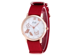 Reloj De Pulsera De Cuarzo Para Mujer Con Correa Sencilla De Nailon (rojo)